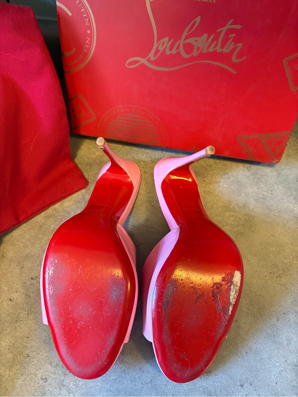 Christian Louboutin Pink Dolly Patent Leather Peep-Toe Heels - Picture 4 of 4
